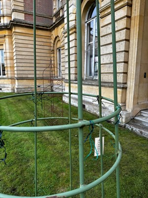 Lot 432 - A set of six modern obelisk ironwork garden plant stands