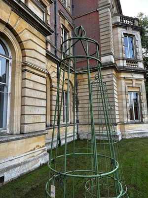 Lot 432 - A set of six modern obelisk ironwork garden plant stands