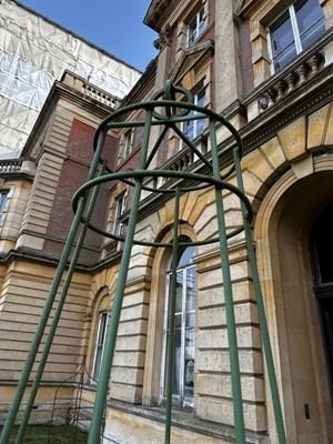 Lot 432 - A set of six modern obelisk ironwork garden plant stands