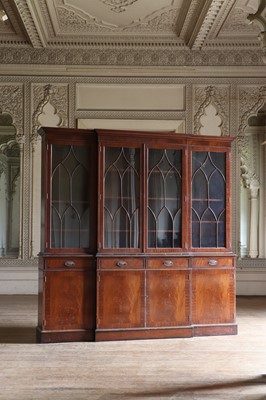 Lot 154 - A reproduction mahogany breakfront library bookcase