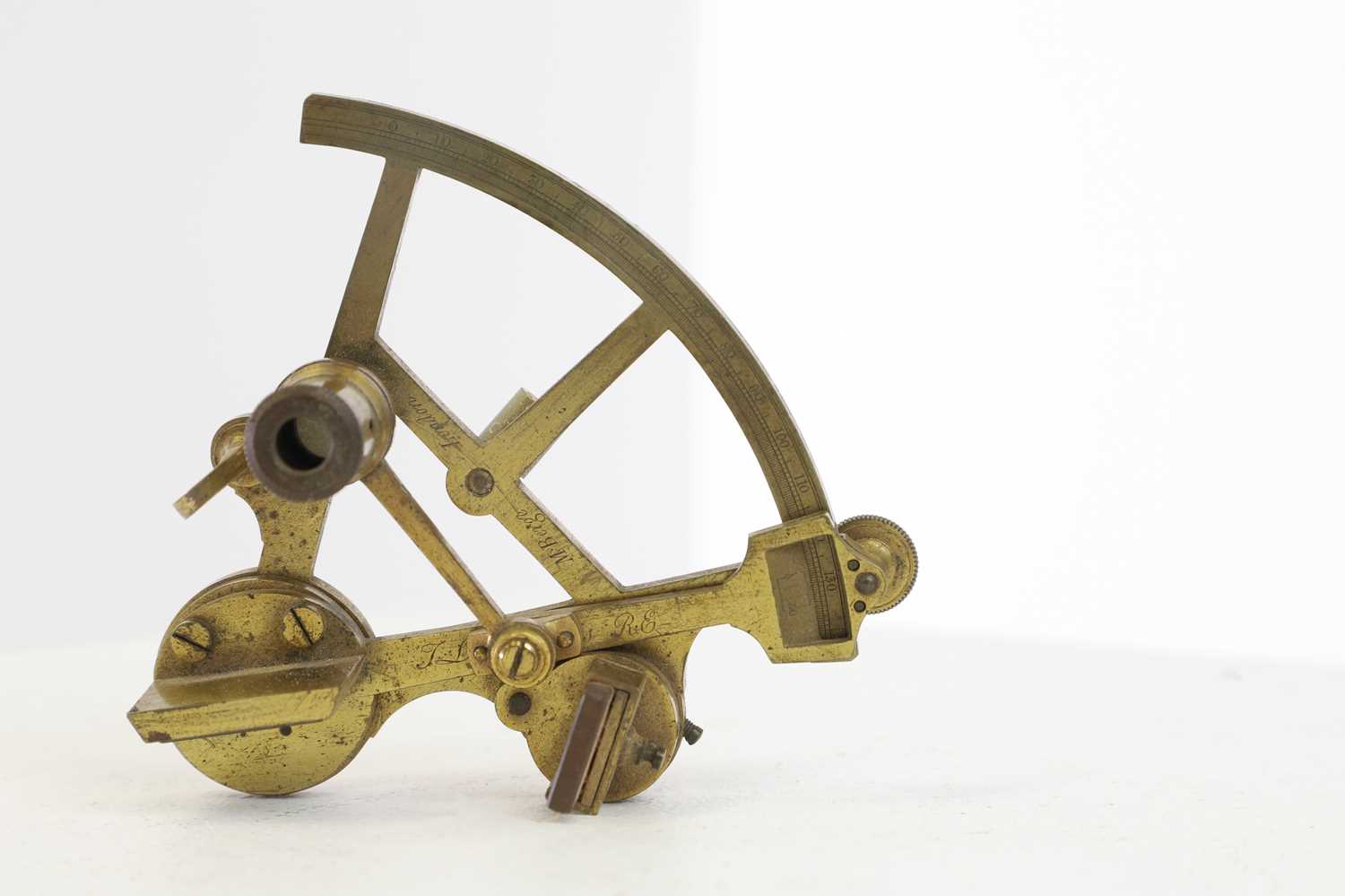 Lot 12 - A small George III brass sextant by Matthew