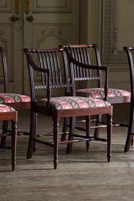 Lot 53 - ☘ A set of six Regency rail-back dining chairs