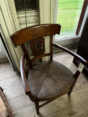 Lot 58 - ☘ A set of four Biedermeier walnut bar-back armchairs