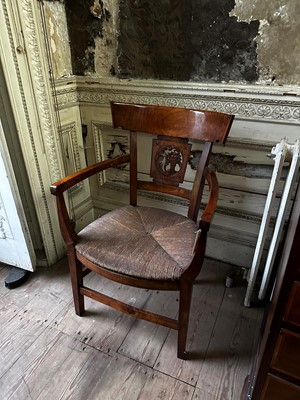 Lot 58 - ☘ A set of four Biedermeier walnut bar-back armchairs