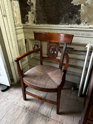 Lot 58 - ☘ A set of four Biedermeier walnut bar-back armchairs