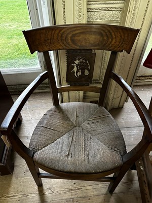 Lot 58 - ☘ A set of four Biedermeier walnut bar-back armchairs