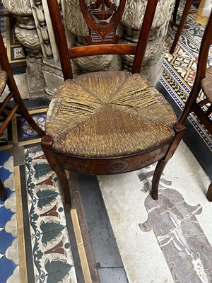 Lot 58 - ☘ A set of four Biedermeier walnut bar-back armchairs