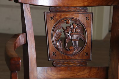 Lot 58 - ☘ A set of four Biedermeier walnut bar-back armchairs