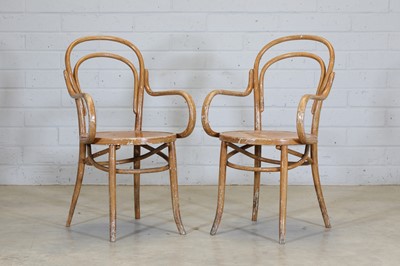 Lot 383 - A pair of Thonet bentwood painted armchairs