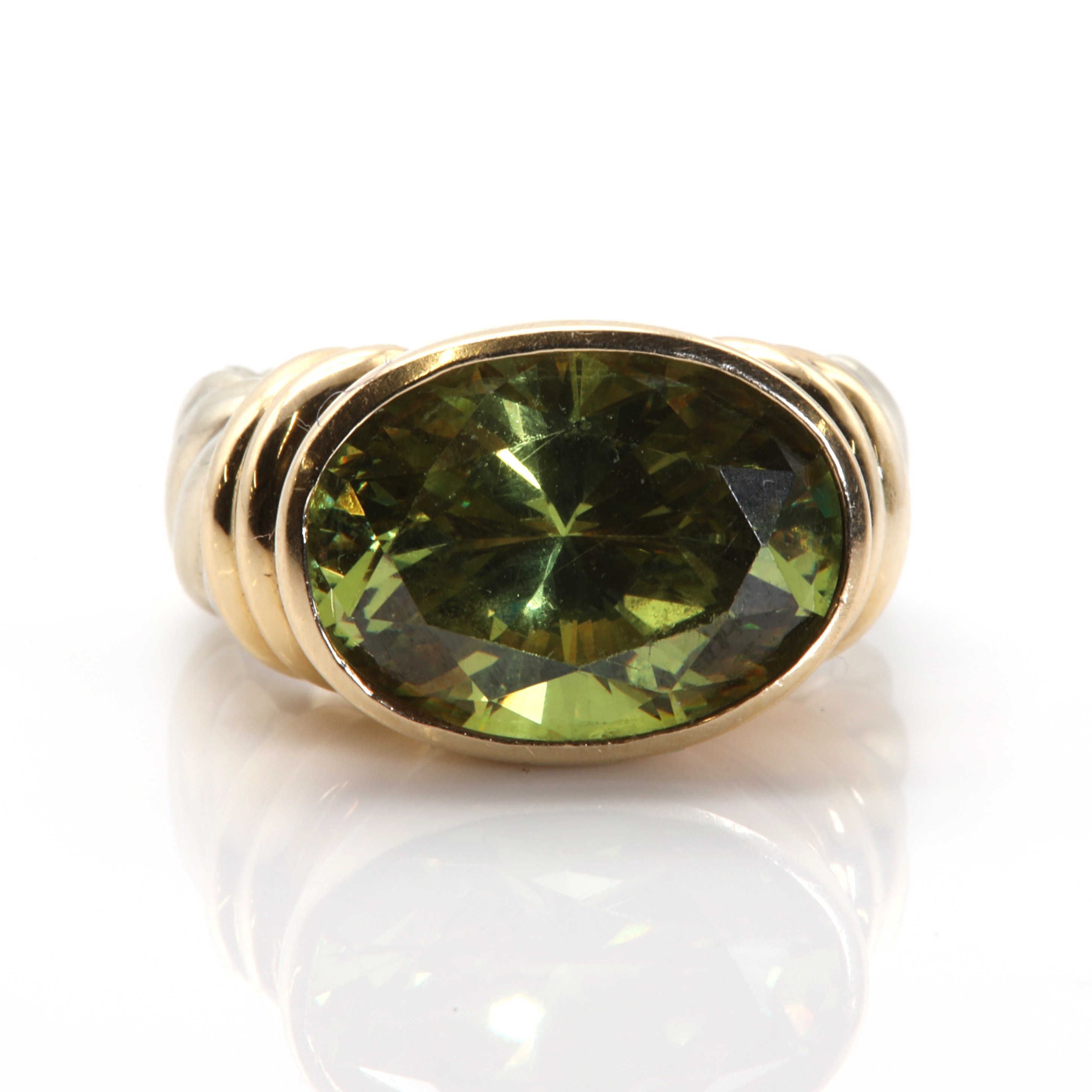 Vintage Green Zirconia Gold Ring