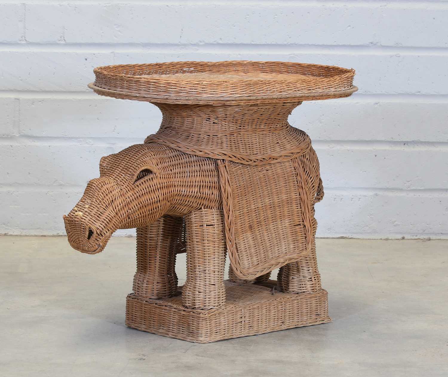 Lot 382 - A novelty wicker 'rhinoceros' side table