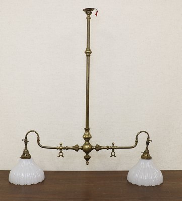 Lot 456 - A brass two-branch hanging ceiling light