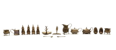 Lot 113 - A collection of silver cruet items