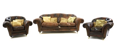 Lot 476 - A leather three-piece suite by Thomas Lloyd