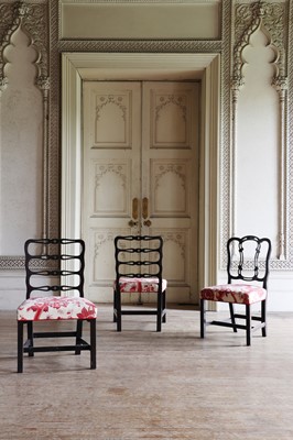 Lot 45 - ☘ A pair of George III-style mahogany ladder-back dining chairs