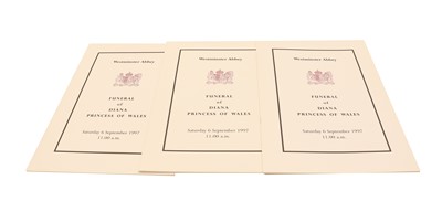 Lot 289A - An Order of Services for the Funeral of Diana, Princess of Wales