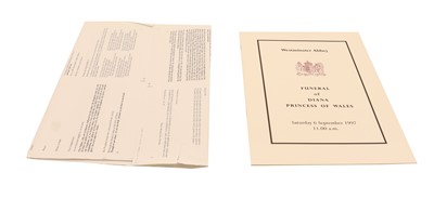 Lot 284A - An Order of Service for the Funeral of Diana, Princess of Wales