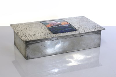 Lot 75 - A Tudric pewter and enamelled cigar box