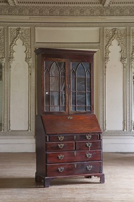 Lot 48 - ☘ A George III mahogany bureau bookcase