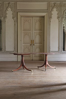 Lot 280 - ☘ A George III-style mahogany twin-pedestal dining table