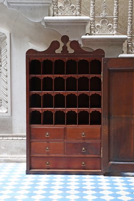 Lot 83 - ☘ An oak and mahogany estate cupboard