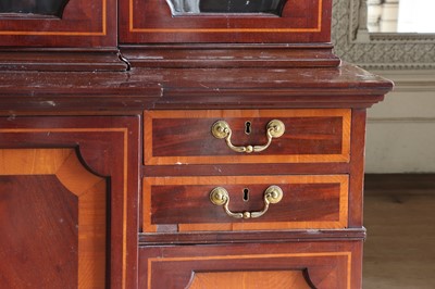 Lot 208 - ☘ A mahogany and satinwood breakfront library bookcase