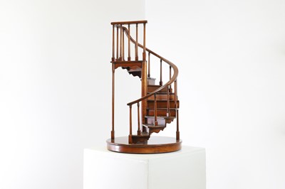 Lot 123 - A turned wooden model of a staircase