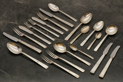 Lot 41 - An Art Deco silver-plated part canteen