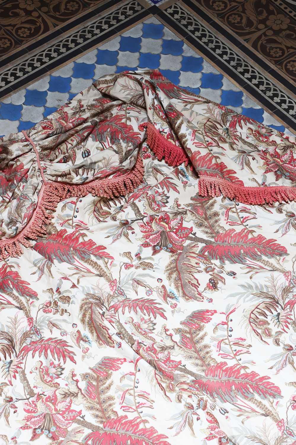 Lot 168 - ☘ Two pairs of interlined printed cotton curtains