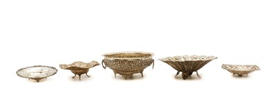 Lot 87 - A group of five Egyptian silver dishes