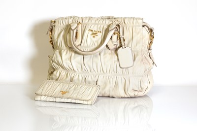 Lot 327 - A Prada cream leather Gaufre bag