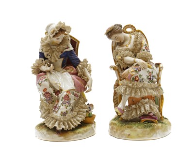 Lot 208 - A pair of Sevres-style porcelain figures