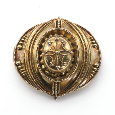 Lot 22 - A Victorian archaeological revival style shield brooch