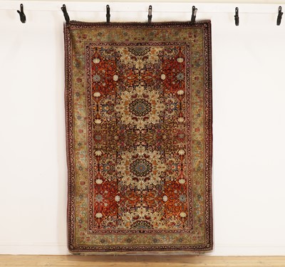Lot 360 - A Persian part silk rug