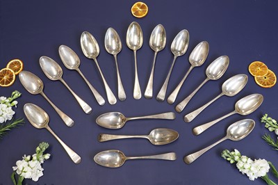 Lot 328 - A George III and later composed silver flatware service