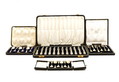 Lot 75 - Four cased sets of silver flatware