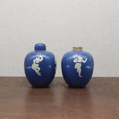 Lot 72 - A pair of Chinese powder-blue jars