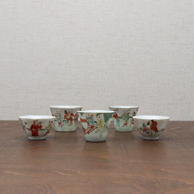 Lot 77 - A collection of five Chinese famille rose teacups