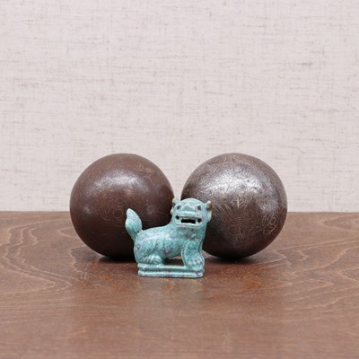 Lot 92 - A pair of Chinese iron baoding balls