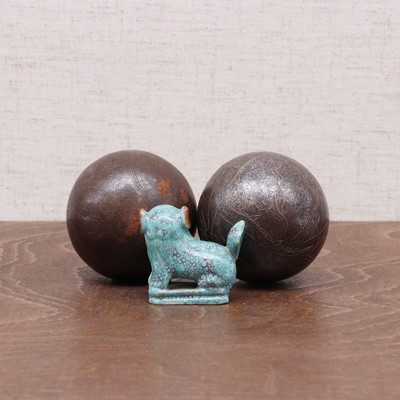 Lot 92 - A pair of Chinese iron baoding balls