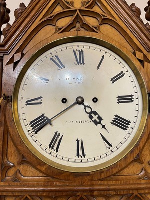 Lot 5 - A Victorian oak-cased clock and bracket