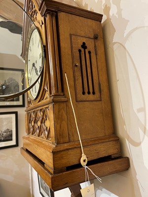 Lot 5 - A Victorian oak-cased clock and bracket