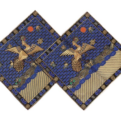 Lot 86 - A pair of Chinese embroidered rank badges