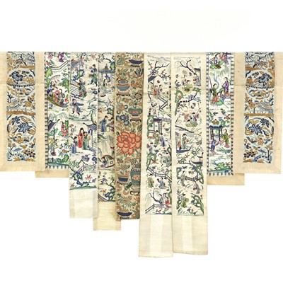 Lot 95 - Four pairs of Chinese embroidered sleeve borders