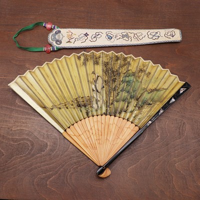 Lot 87 - A Chinese embroidered fan cover