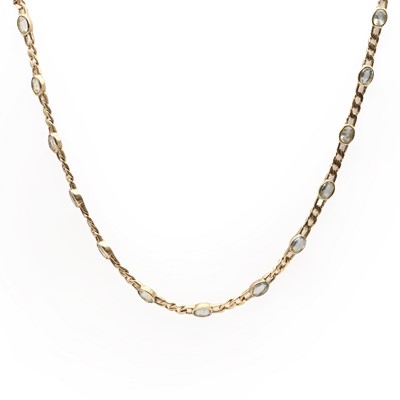 Lot 71 - A 9ct gold aquamarine necklace