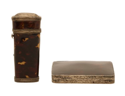Lot 67 - A silver plated and tortoiseshell etui