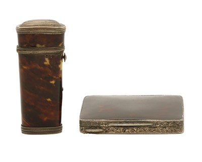 Lot 67 - A silver plated and tortoiseshell etui