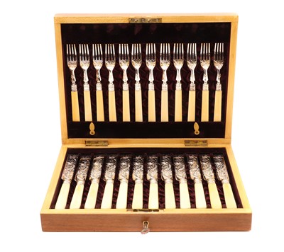 Lot 42 - Three cased sets of silver knives and forks