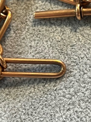 Lot 217 - A 9ct gold fetter link Albert chain